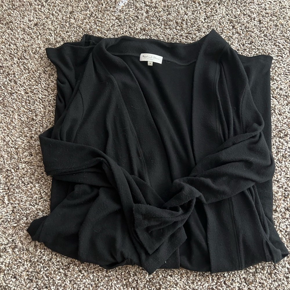 Michael Stars Black Open Front Full Length Cardigan